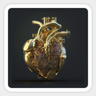 Gold Mechanical Heart Sticker